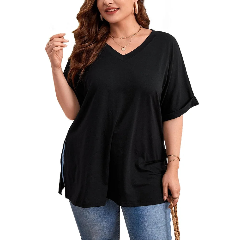 V-Neck Knit Tunic Top | Curves
